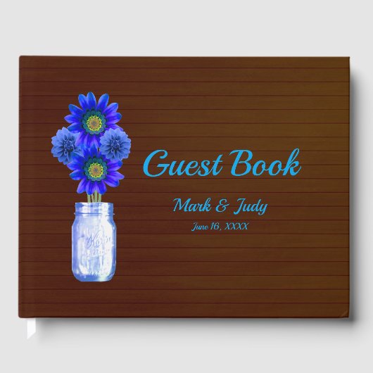 Donkere roestbruine Floral Mason Jar Wedding Gastenboek (Voorkant)