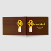 Donkere, roestgele Floral Mason Jar Wedding Gastenboek (Volledig)