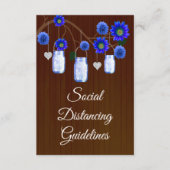 Donkere roestige blauwe bloemenvase veiligheidsmaa informatiekaartje (Voorkant)