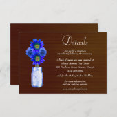 Donkere roestige blauwe bloemige metselwerkpot tro informatiekaartje (Voorkant / Achterkant)