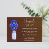 Donkere roestige blauwe bloemige metselwerkpot tro informatiekaartje (Staand voorkant)