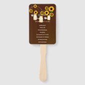 Donkere Roestige Gele Bloemige Mason Jars Bruiloft Handwaaier (Voorkant)