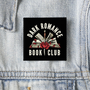Donkere Romance Boek Club Rood Bloemmotief  Vierkante Button 5,1 Cm