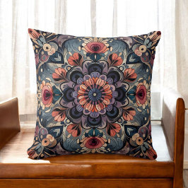 Donkere Romance Boho Waterverf Bloemen Lente Zomer Kussen