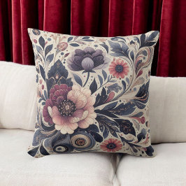 Donkere Romance Boho Waterverf Bloemen Lente Zomer Kussen