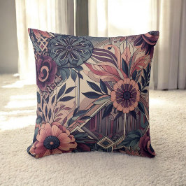 Donkere Romance Boho Waterverf Bloemen Lente Zomer Kussen