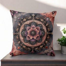 Donkere Romance Boho Waterverf Bloemen Lente Zomer Kussen
