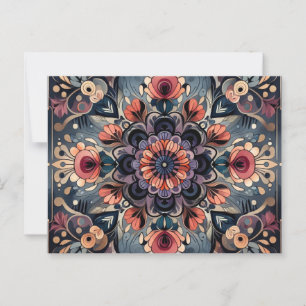 Donkere Romance Bourgogne Art Deco Bloemenzomer Briefkaart