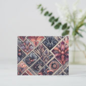 Donkere Romance Bourgogne Art Deco Bloemenzomer Briefkaart (Staand voorkant)