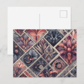 Donkere Romance Bourgogne Art Deco Bloemenzomer Briefkaart (Voorkant / Achterkant)