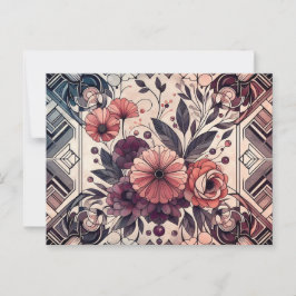 Donkere Romance Bourgogne Art Deco Bloemenzomer Briefkaart