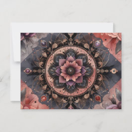 Donkere Romance Bourgogne Art Deco Bloemenzomer Briefkaart