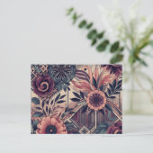 Donkere Romance Bourgogne Art Deco Bloemenzomer Briefkaart (Staand voorkant)
