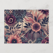 Donkere Romance Bourgogne Art Deco Bloemenzomer Briefkaart (Voorkant)