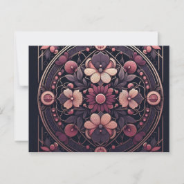 Donkere Romance Bourgogne Art Deco Bloemenzomer Briefkaart