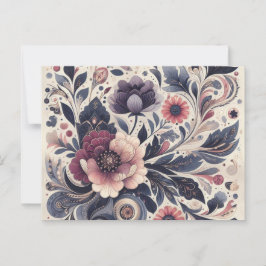 Donkere Romance Bourgogne Art Deco Bloemenzomer Briefkaart