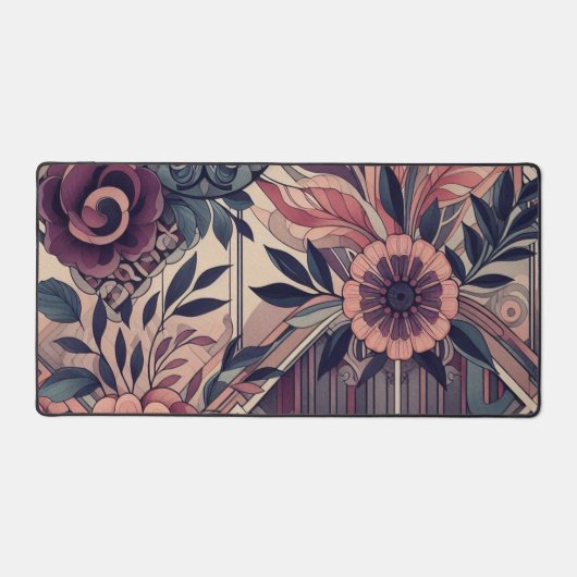 Donkere Romance Bourgogne Art Deco Bloemenzomer Bureaumat (Voorkant)