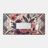 Donkere Romance Bourgogne Art Deco Bloemenzomer Bureaumat (Keyboard & Muis)