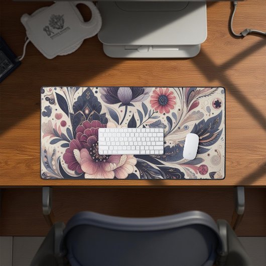 Donkere Romance Bourgogne Art Deco Bloemenzomer Bureaumat