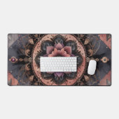 Donkere Romance Bourgogne Art Deco Bloemenzomer Bureaumat (Keyboard & Muis)