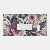 Donkere Romance Bourgogne Art Deco Bloemenzomer Bureaumat (Keyboard & Muis)