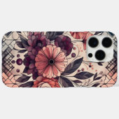 Donkere Romance Bourgogne Art Deco Bloemenzomer Case-Mate iPhone Case (Achterkant (horizontaal))