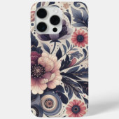 Donkere Romance Bourgogne Art Deco Bloemenzomer Case-Mate iPhone Case (Achterkant)