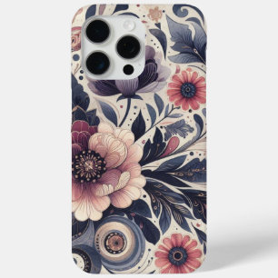 Donkere Romance Bourgogne Art Deco Bloemenzomer iPhone 15 Pro Max Hoesje