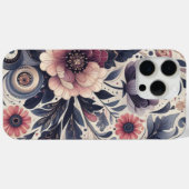 Donkere Romance Bourgogne Art Deco Bloemenzomer Case-Mate iPhone Case (Achterkant (horizontaal))