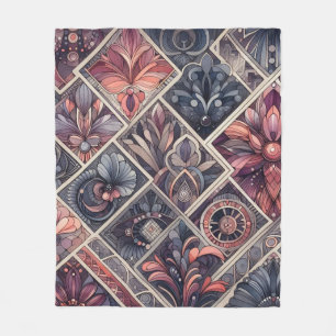 Donkere Romance Bourgogne Art Deco Bloemenzomer Fleece Deken