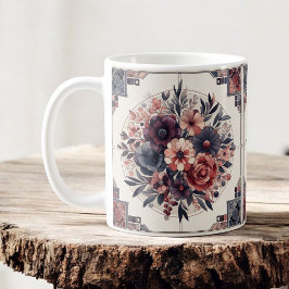Donkere Romance Bourgogne Art Deco Bloemenzomer Koffiemok