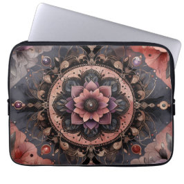Donkere Romance Bourgogne Art Deco Bloemenzomer Laptop Sleeve