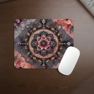 Donkere Romance Bourgogne Art Deco Bloemenzomer Muismat