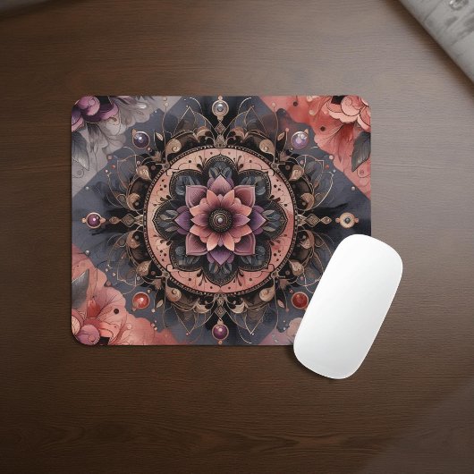 Donkere Romance Bourgogne Art Deco Bloemenzomer Muismat