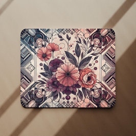 Donkere Romance Bourgogne Art Deco Bloemenzomer Muismat