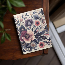 Donkere Romance Bourgogne Art Deco Bloemenzomer Notitieboek