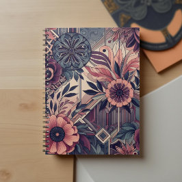 Donkere Romance Bourgogne Art Deco Bloemenzomer Notitieboek