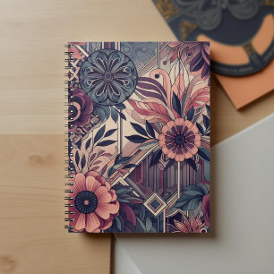 Donkere Romance Bourgogne Art Deco Bloemenzomer Notitieboek