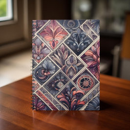 Donkere Romance Bourgogne Art Deco Bloemenzomer Notitieboek