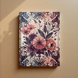 Donkere Romance Bourgogne Art Deco Bloemenzomer Notitieboek