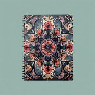Donkere Romance Bourgogne Art Deco Bloemenzomer Notitieboek