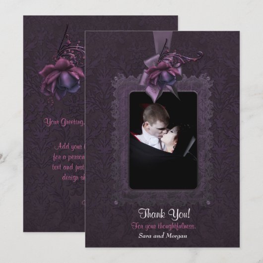 Donkere Romance bruiloft dank u Bedankkaart (Voorkant / Achterkant)