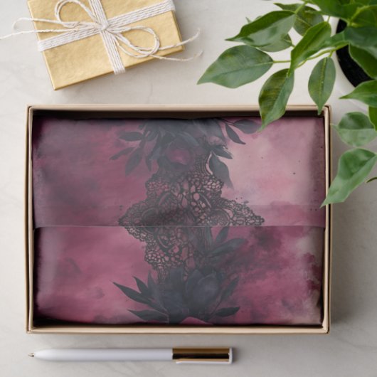 Donkere Romance: Gotisch Roos en kantontwerp Tissuepapier (Geschenk)