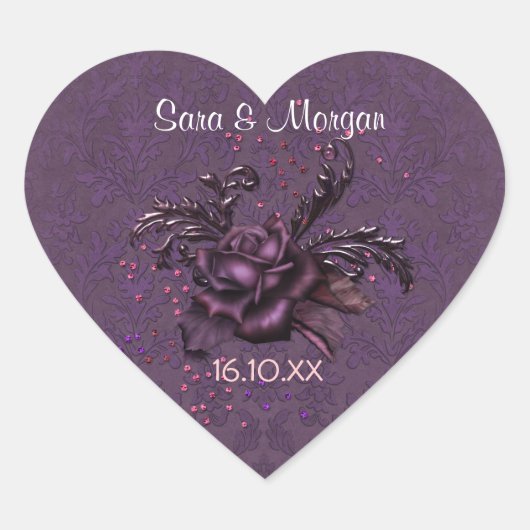 Donkere Romance Roos 2 bruiloft zegel (Voorkant)