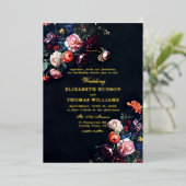 Donkere Romance Sprookje Moody Bloemen Lijst Bruil Folie Uitnodiging (Staand Voorkant)