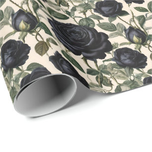 **"Donkere Romance: zwarte  provinciale Rozen"** Cadeaupapier