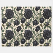 **"Donkere Romance: zwarte  provinciale Rozen"** Fleece Deken (Voorkant (Horizontaal))