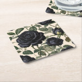 **"Donkere Romance: zwarte  provinciale Rozen"** Kartonnen Onderzetters (Schuin)