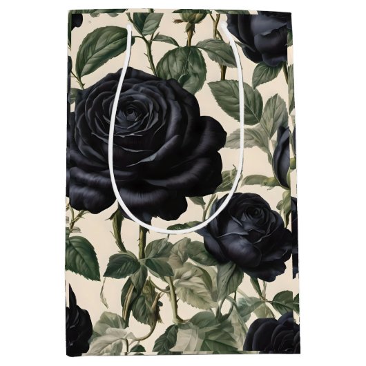 **"Donkere Romance: zwarte provinciale Rozen"** Medium Cadeauzakje (Voorkant)