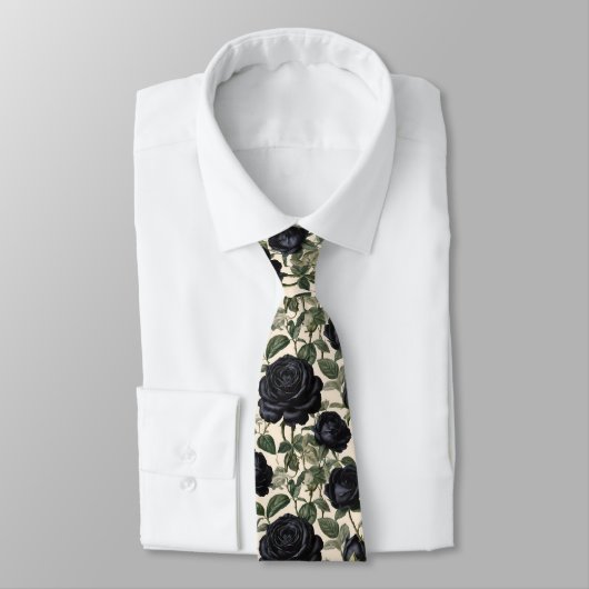 **"Donkere Romance: zwarte  provinciale Rozen"** Stropdas (Gebonden)